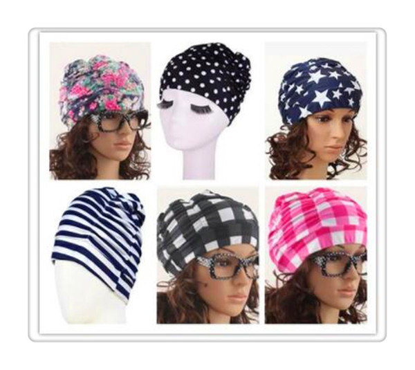 Mix Colors Ladies Womens Swimming Hat Swim Bathing Turban Elasticated woman Long Hair Large Comfortable Swimming Caps
