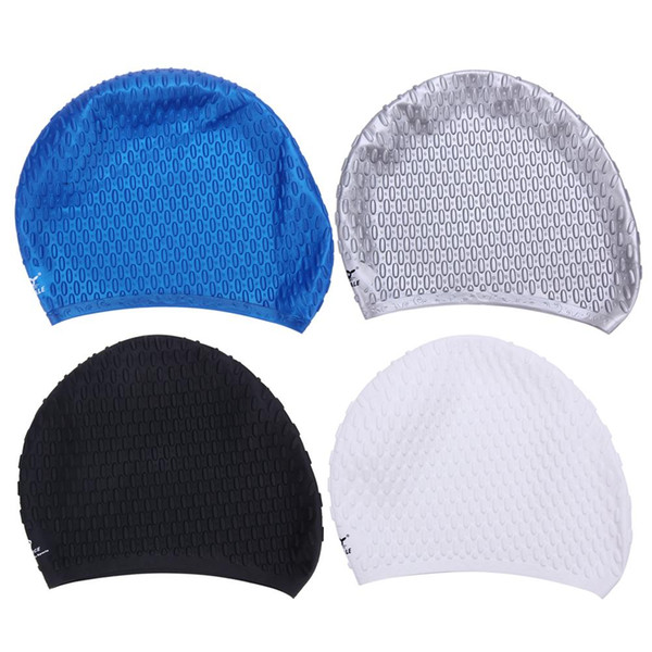 Wholesale- Elastic Swimming Cap Unisex Universal Silicone Rubber Swim Cap Diving Waterproof Hair Ear Protective Hats Swimming Accessories