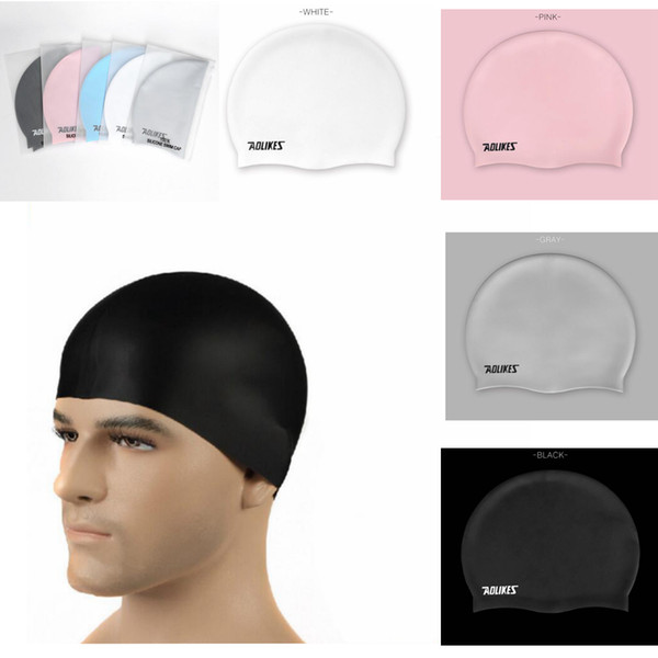 Unisex Waterproof Silicon Swimming Cap Adult Flexible Swimming Head Cover Protect Ear Swim Caps Pool Bath Hat EEA447 30pcs