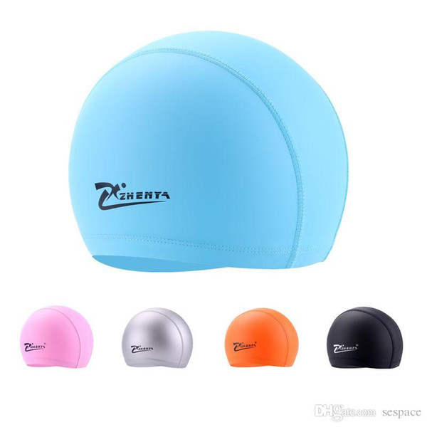 Wholesale- Adult Swimming caps Unisex PU Waterproof Swimming hat long hair swim hats Ear Protector Flexible colorful Swimming Cap