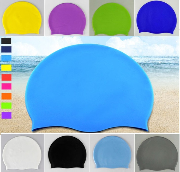 Silicon Waterproof Swimming Caps Ear Protection Long Hair Sports Swim Pool Hat Swimming Cap Free size for Adults can Custom logo mk528