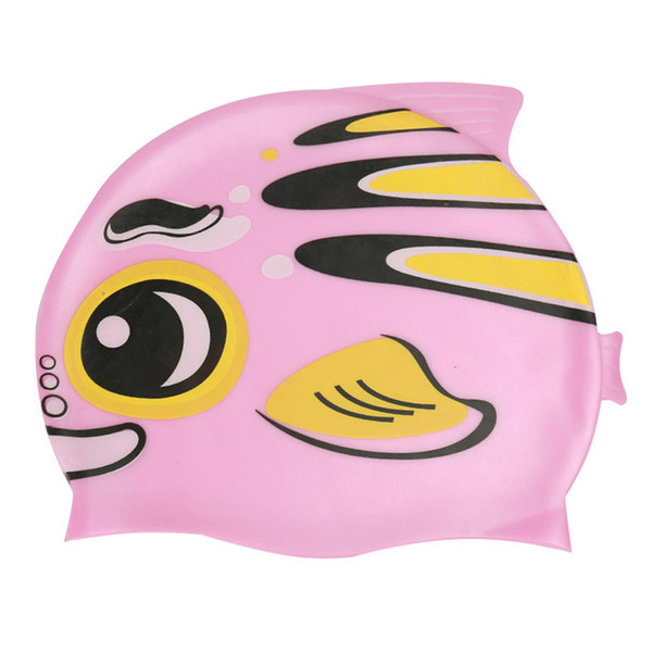 New Cartoon Silicone Swimming Cap Children Diving Hat Flexible Fashion Kid Girl Boy Waterproof Cap With Clownfish Pattern#295500