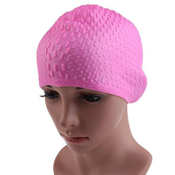 Wholesale- Hot Sale Adults Women Waterproof Swimng Caps Badmuts Silicone Swimming Hat High Spandex Swiming Wear Hat
