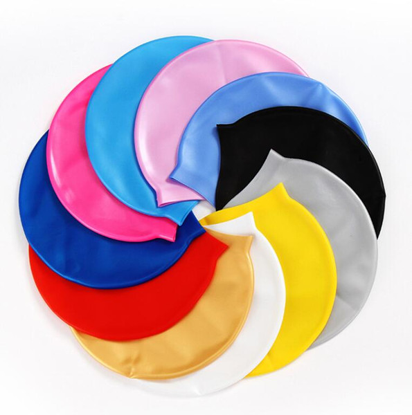 summer swim pool ear protection swimming cap adult elastic rubber swim caps women men water sports waterproof Non-slip hat bathing hair caps