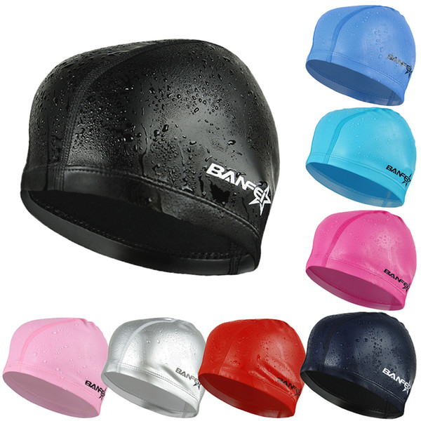 2018 Durable Stylish Adult Sporty PU Coated Flexibility sport Swimming Hat Pool Wear Men and Women Protect Ears Bathing Caps