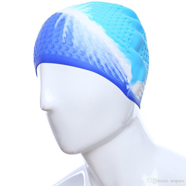Wholesale- Hotsale 3 Colors Flexible Silicone Swimming Cap Waterproof Swimming Hat Elastic Non-toxic Bathing Cap for Water Sports Swimming