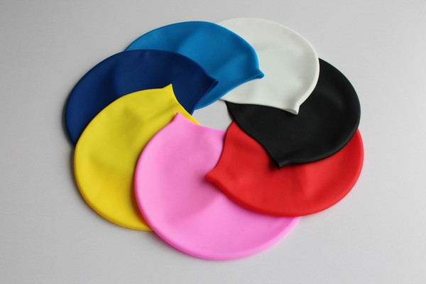 Men Pure Color Swimming Cap Unisex Silicone Adult Big Size High Elasticity Swim Caps For Women