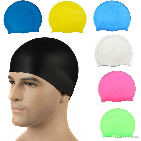Wholesale- Unisex Adults Multicolor Free Size Ear swimming cap Sports Waterproof Swimming Hat Caps Siwm Pool accessories