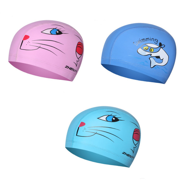 Kids Swimming Caps Elastic Cute Cartoon Printed Swimming Caps For Long Hair Protect Ears Swim Pool Bathing Baby Boys&Girls