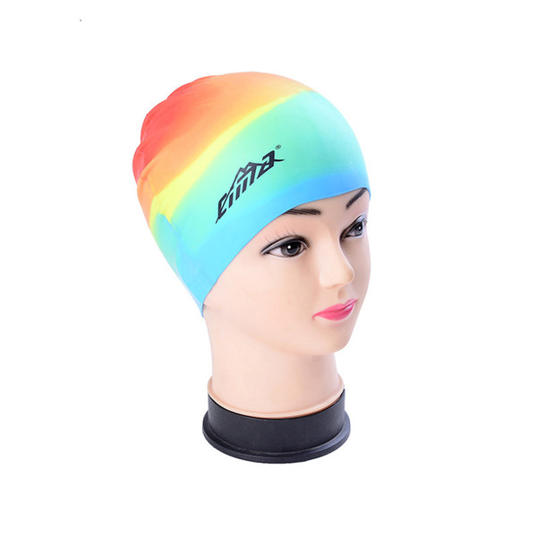 Professional swimming cap men and women adult fashion swimming caps silicone waterproof non-slip printing colorful cap
