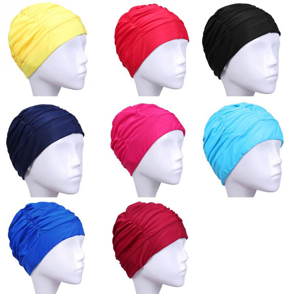 2018 New Arrivials Swimming Hat Women Unisex Girls Long Hair Bathing Cap Swimming Cap Stretch Drape Bathing