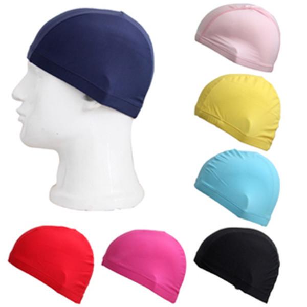 Breathful Polyster Kids Girls Boys Swimming Caps Solid&Rainbow Colors Beanies Women Men Swimming Hats for Ear Protection