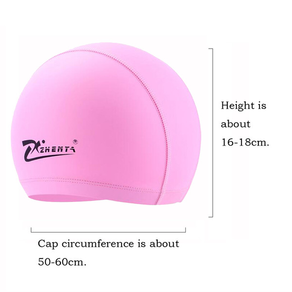 Free size Elastic Waterproof PU Fabric Swim Cap Long Hair Ears Protection Hat Sports Swim Pool Hat Swim Caps