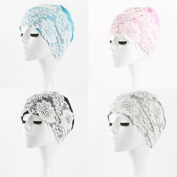 Women Lace Swimming Cap Flower Elastic Hollow Out Bathing Hat Lady Designer Fashion Beach Accessories High Quality 11dh Ww