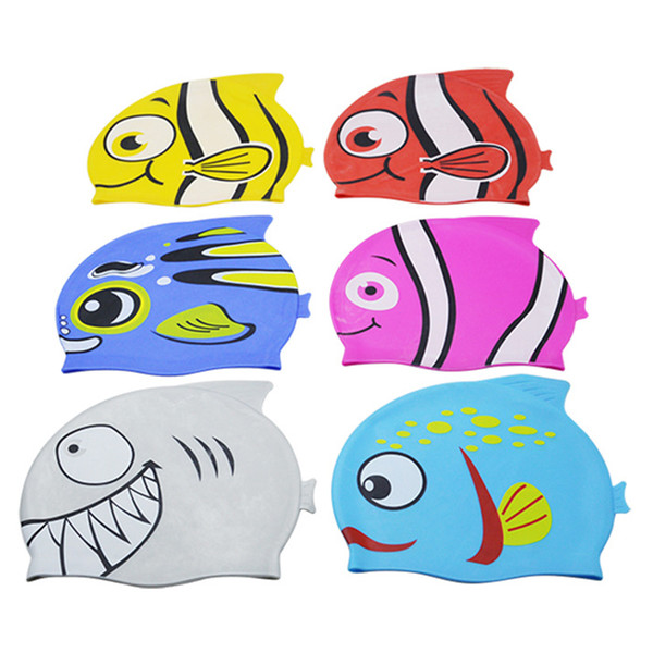 Kid Swimming Cap Silicone Pool Cute Cartoon Children Swimming Cap Waterproof Protect Ears Long Hair Boys Girls Swim Caps Hat