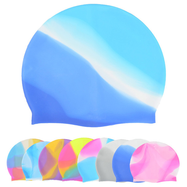 Goggles Fight Color Non Slip Swimming Cap Soft Silicone Adult Bathing Cap Outdoor Swim Supplies Colorful