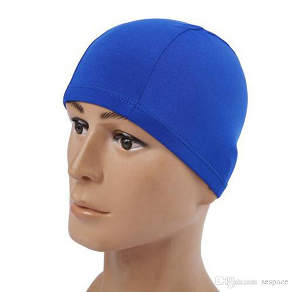 Wholesale- New Soft Elastic Adults Children Hair Protection Fabric Swimming Cap Swim Pool Surf Diving Bathing Shower Caps Hats High Quality