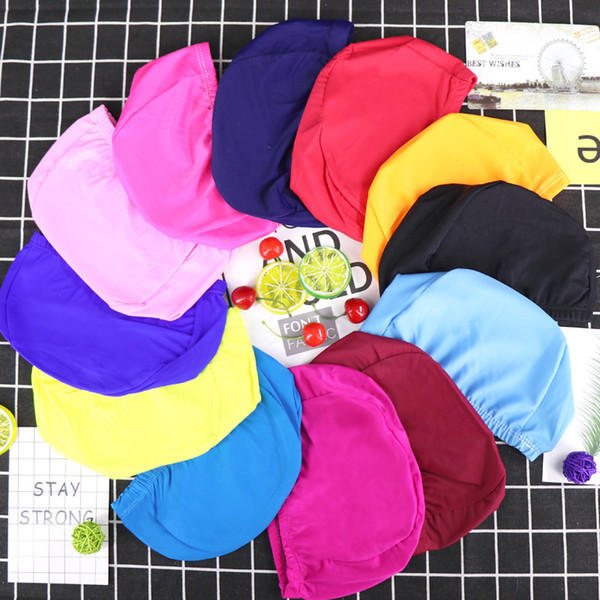 Polyster Kids Girls Boys Swimming Caps Solid&Rainbow Colors Beanies Women Men Swimming Hats for Ear Protection