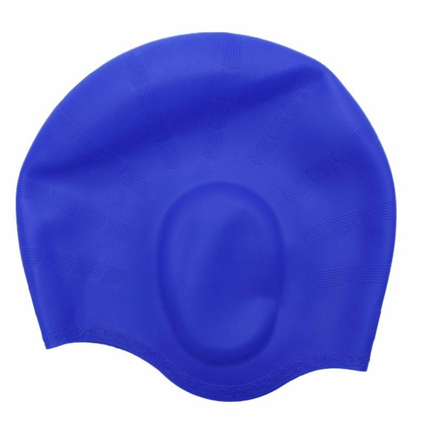 Wholesale- Adult Silicone Swimming Cap Sports Bathing Elastic Ear Protection Hat Waterproof