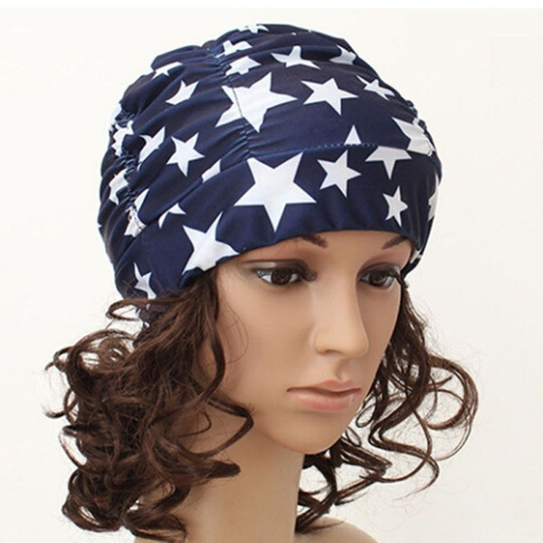 Sexy Women Girls Drape Stretch Long Hair Swim Cap Hat Bathing Swimming Cap