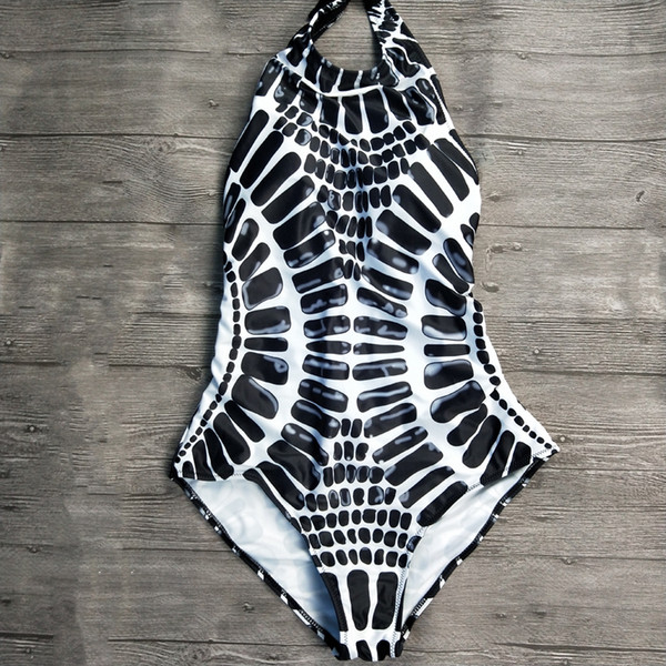 2018 One-Piece Backless Swimsuit printed one piece high quality Bathing Suit Swimwear Striped