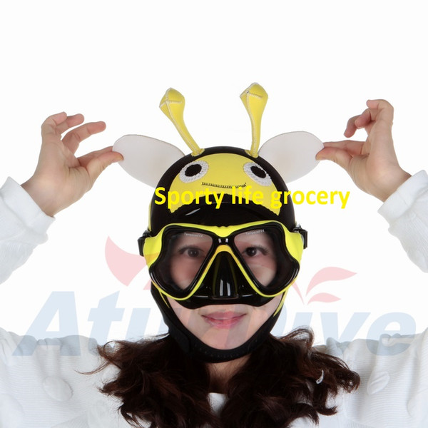 Wholesale- 4mm Warm SBR Diving Cartoon Hat lovely cartoon bee Diving Hood Divers Cap Helmet adults Custome swimming cap