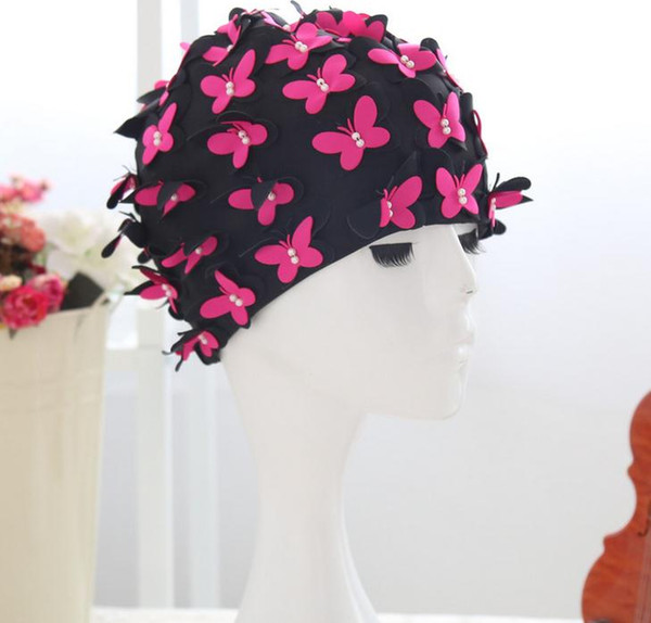 2017 New Design soft swimming cap Lady Long Hair swimming hat Three-dimensional Women Swimming Cap hot selling free shipping