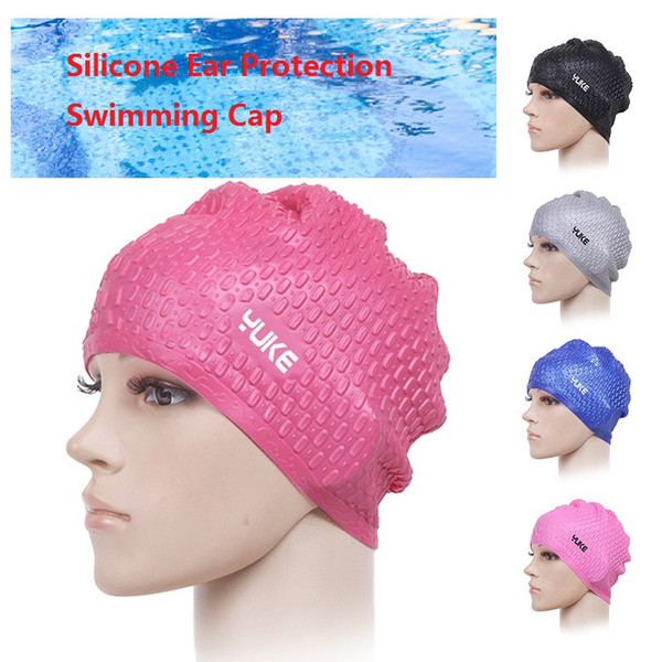 Silicon Waterproof Swimming Caps Ear Protection Long Hair Sports Swim Pool Hat Swimming Cap Free size for Men & Women Adults mk527