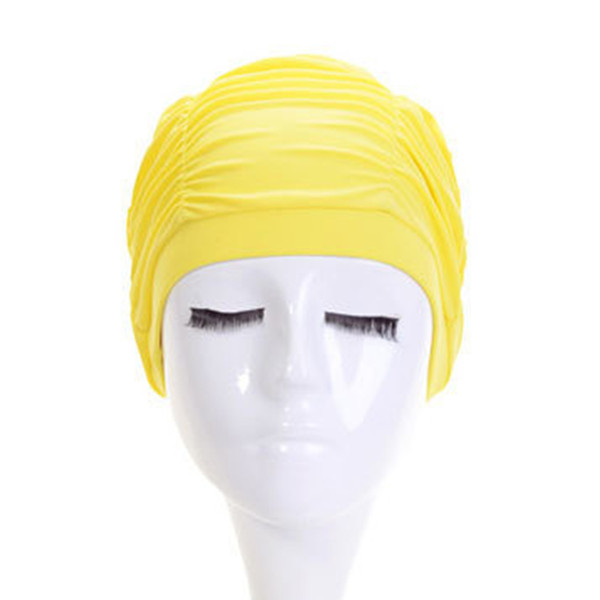 2 Pcs Silicon Waterproof Women Swimming Ruffle Cap Protect Ears Hair Earmuffs Anti-UV Swimming Diving Hat