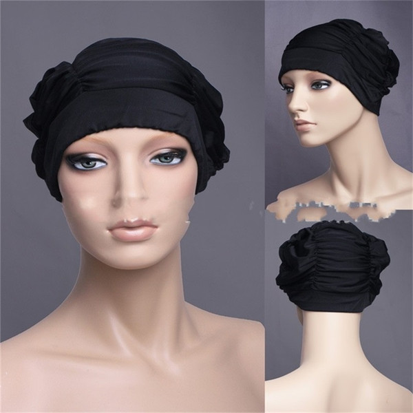Women Swim Cap Large Pleat Bathing Hat No Head Comfortable Various Colors Nylon Material Blue Pink 4 5yf C1