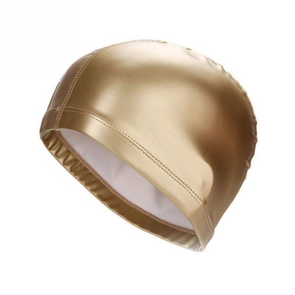 Elastic Waterproof Pu Fabric Protect Ears Long Hair Sports Swim Pool Hat Swimming Cap Free Size For Men & Women Adults C19040302