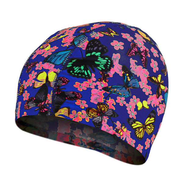 Elastic Fabric Cute Cartoon Swimming Caps For Long Hair Lovely Kids Cartoon Protect Ears Swim Pool Hat For Women Boys Girls