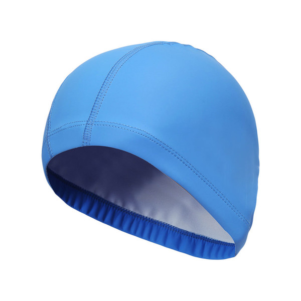 Hot Sell Elastic Waterproof Pu Fabric Protect Ears Long Hair Sports Swim Pool Hat Swimming Water Cap Free Size For Men Women