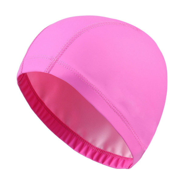 Elastic Waterproof Pu Fabric Protect Ears Long Hair Sports Swim Pool Hat Swimming Cap Free Size Swimwear Men & Women Adults