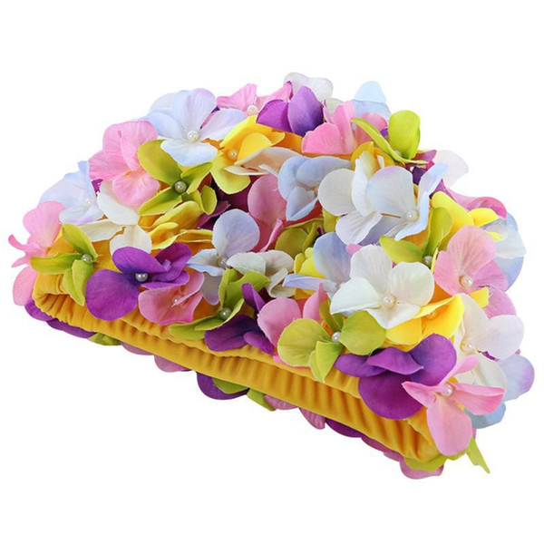 Personalized Three-dimensional Petal Swimming Caps For Long Hair Outdoor 5 Colors Women Flowers Design Cap Delicate Swimming Cap