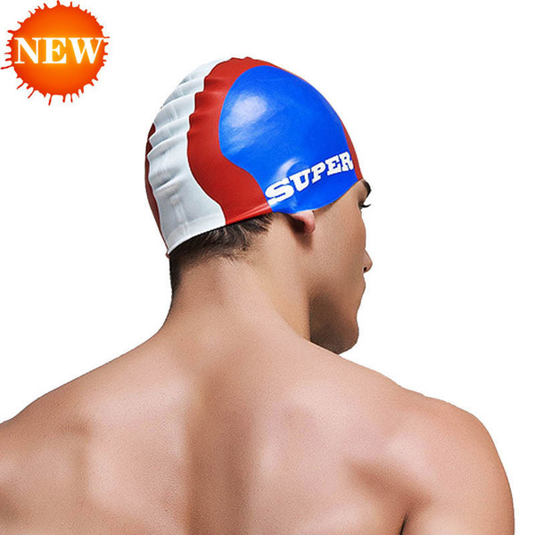 Summer Water Man Swimming Caps Silicone Boys New Blue Bathing Cap Male Adult Professional Waterproof Ear Sale
