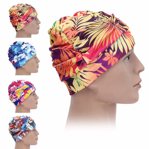 New Swimming Caps Printed Long Hair Cap Waterproof Ear Protection Comfortable Beanie Hat Adult Woman Warm Swimming Hat