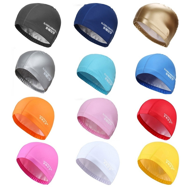 Pu Fabric Protect Ears Long Hair Sports Swim Pool Hat Swimming Cap Free Size For Men & Women Adults