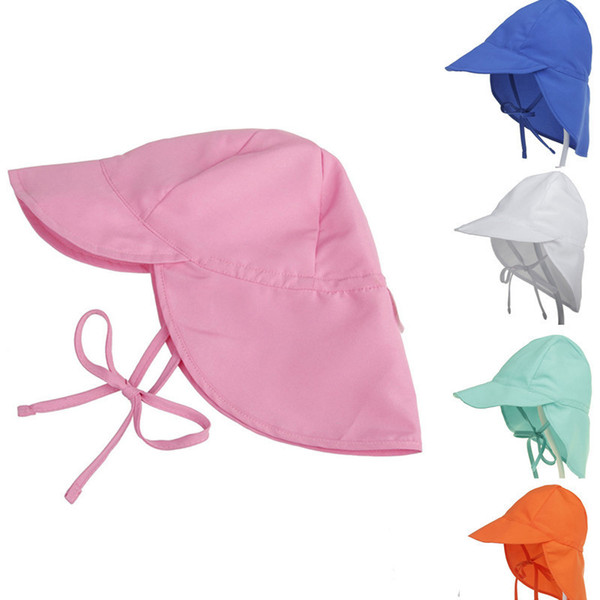 Baby Boys Swim Hat Uv Protection Sun Hat Summer Neck Ear Cover Quick Dry Kids Boys Girls Outdoor Pink White Blue Beach Hat Caps