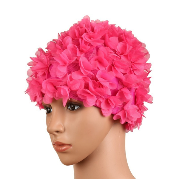 6 Colors Hat Women Petals Bathing Cap Swimming Pool Swimming Cap Hat Free Size Colorful Bathing Cap Hy