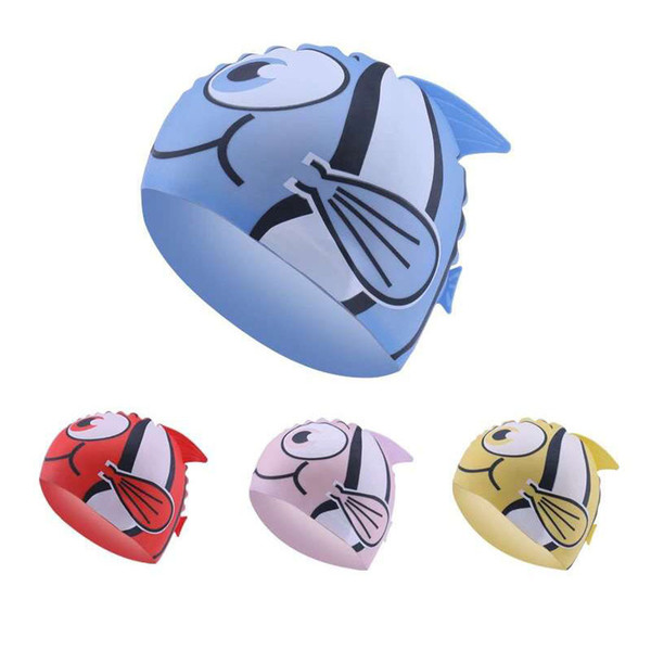 Swimming Cap Children Ear Protect Silicon Waterproof Kids Piscina Swim Caps Flexible Gorras Elastic Fish Cartoon Swimming Hat