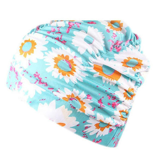 Swimming Caps Unisex Girls Long Hair Bathing Cap Pleated Print Swimming Cap Stretch Drape Sports Swim Pool Hat Swimming Cap #bb