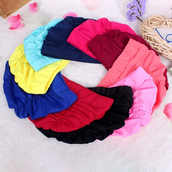 Swimming Cap Protect Long Hair Ears Pleated Flowers Printed Swim Pool Caps Hat Plus Size For Women Men Swimwear