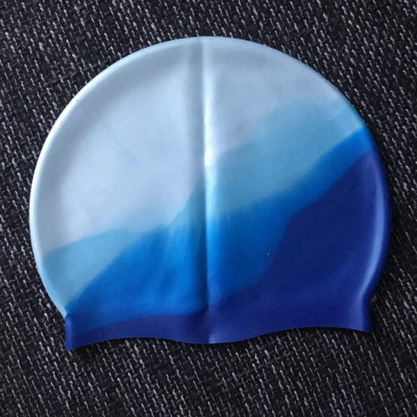 19-22.5cm Gradient Adult Silicone Swim Caps Ear Protect Rubber Swimming Waterproof Hat Swim Cover Radius Swim Accessories