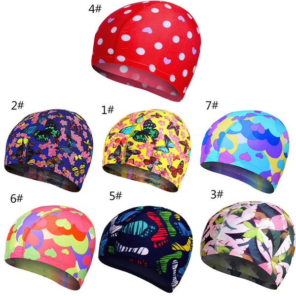 Swimming Caps Elastic Lovely Women Kids Cartoon Fabric Cute Cartoon Animal Protect Ears Boys Girls Swim Pool Caps Hat