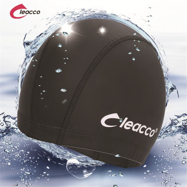 New Elastic Waterproof Pu Fabric Protect Ears Long Hair Sports Swim Pool Hat Swimming Cap Free Size For Men & Women Adults