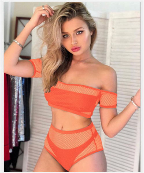 Sexy Mesh Solid Color Split Four-piece suitable Bikini Women Swimwear Summer Beach Backless Swimsuit Bikini S-L