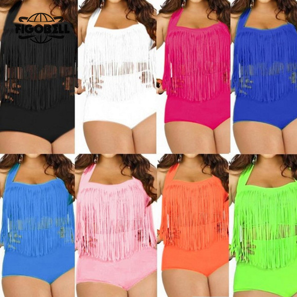 HOT Sale Plus Size Bikini Set Women Swimsuit Sexy Retro Push Up Tassel High Waist Swimwear Beach Bathing Suit XXXL