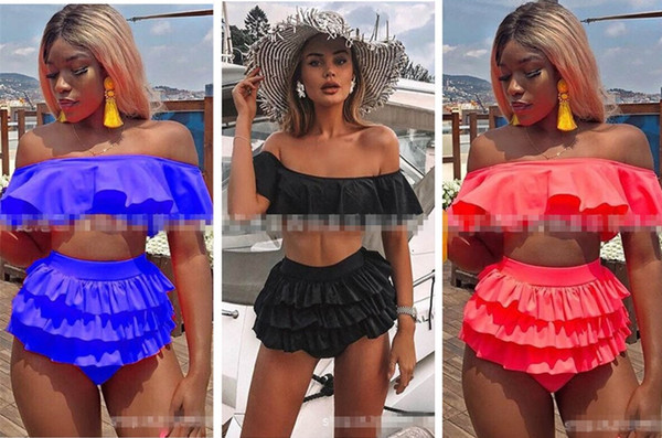 2019 American and European style swimsuit two-piece bikini Lotus leaf fission bathing suit Swimwear swimsuit bikini