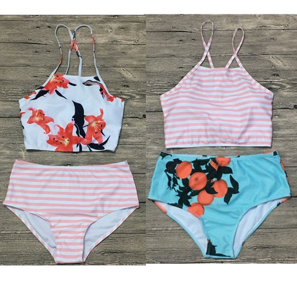 New swimwear style retro fashion student fresh split swimsuit women's high-waist briefs sexy slimming bathing suit